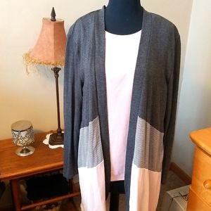 Gray and Pink Women's Sweater Cardigan